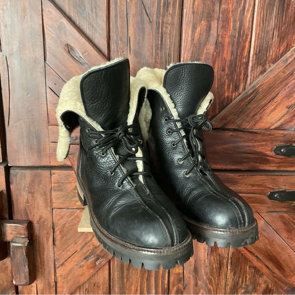 Coach Black Leather Shearling Booties Women’s - Picture 4 of 10